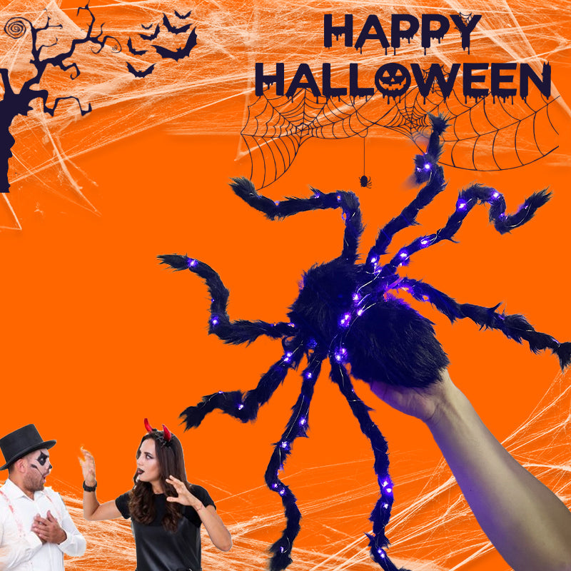 🎃Halloween Black Spider Decoration with Light🕷️