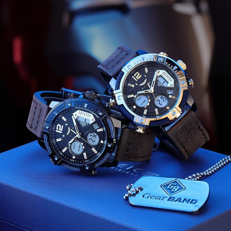 ⌚ LIMITED‑TIME 49% OFF! ⚡Multifunctional Dual Display 3ATM Waterproof Men's Quartz Sports Watch – Rugged, Stylish, Practical ✨