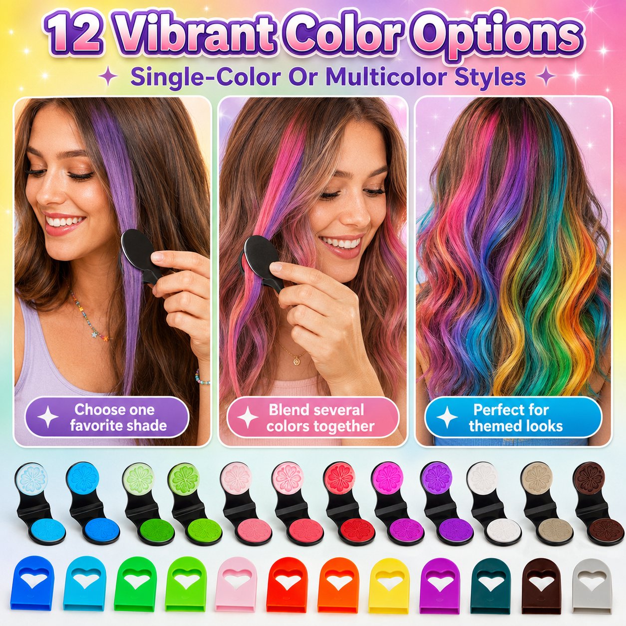 🔥Last Day 49% OFF🌈12-Color Temporary Hair Chalk Applicator Set
