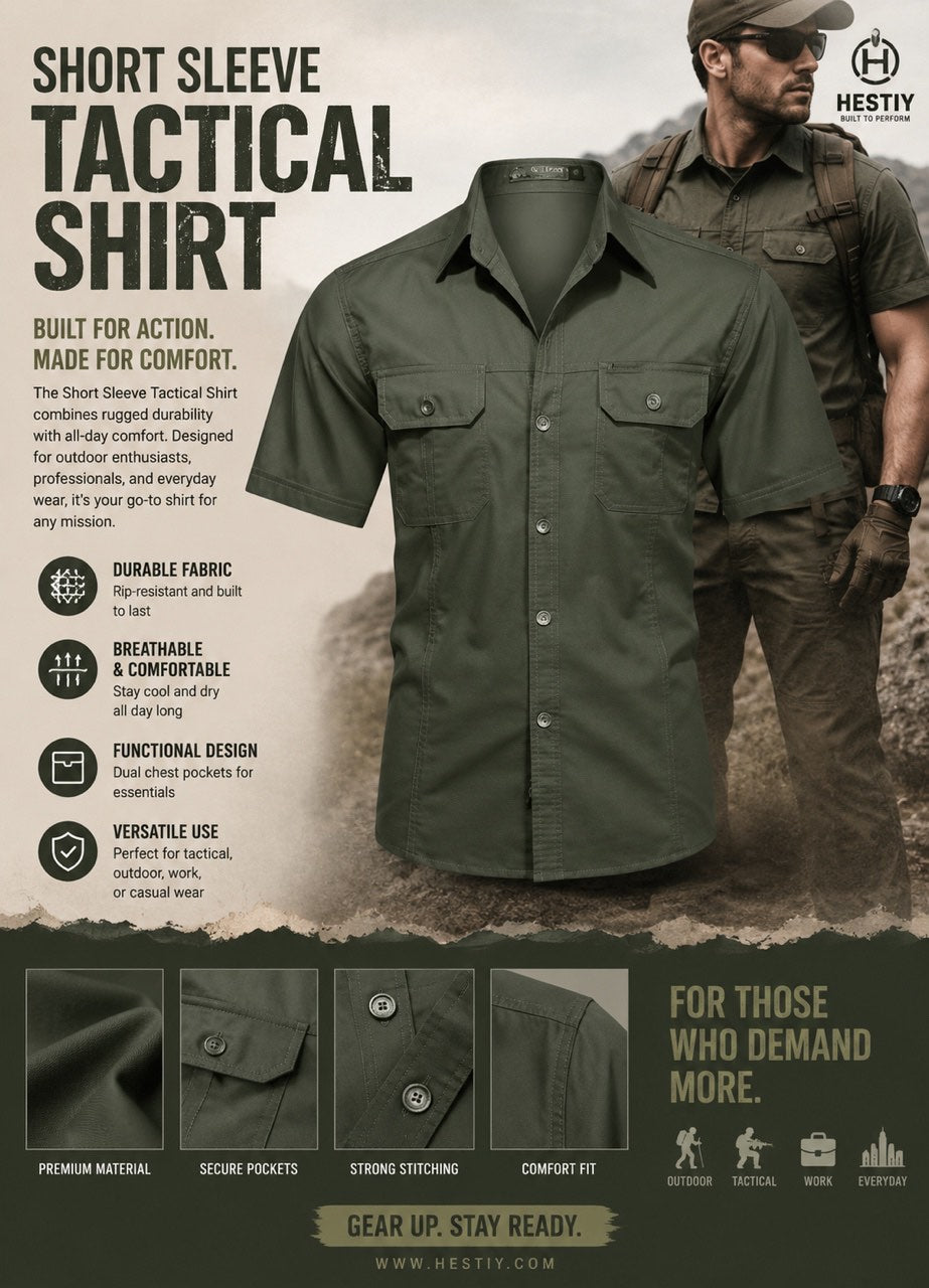 💥 Limited-45% OFF Offer 👕 Men’s Short Sleeve Tactical Shirt – Sleek, Practical & Easy to Style ✨