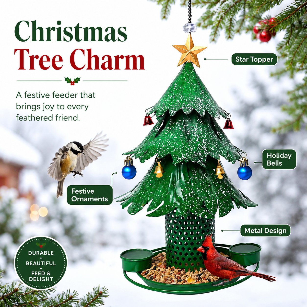 🥰New hot sales - 49% off🎄 Christmas Tree Bird Feeder🐦Festive Garden Decor for Bird Lovers ✨