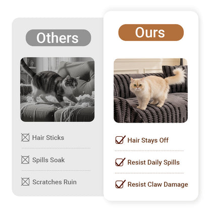 🔥49% OFF!!📢🎁 Soft Plush Non-Slip Couch Cover – Thick Striped Winter-Friendly Sofa Protector 🛋️✨