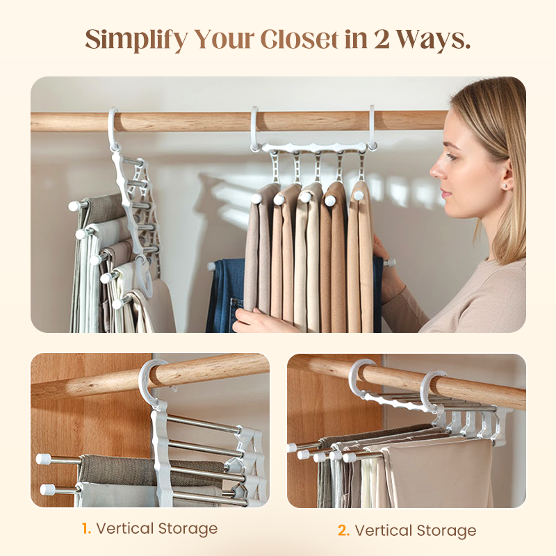 💗Special Offer Now!— Household Multifunctional Telescopic Folding Multi-layer Pants Storage Rack