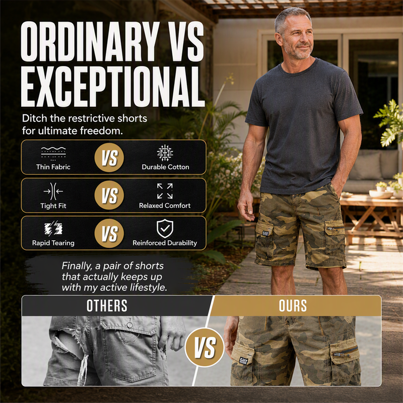 🩳 49% OFF NOW! 🏕️ Men's Casual Elastic Waist Cargo Shorts – Comfortable & practical – 43K+ sold, perfect for outdoor or daily wear 🌿💪✨