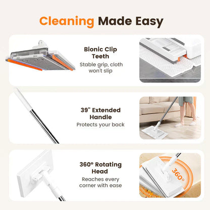 🔥 40% OFF!! ✨🧹🏆#1 Best Seller ⏰💕🌟Flat Mop with Stainless Steel Handle, come with Reusable Washable Mop Cloths