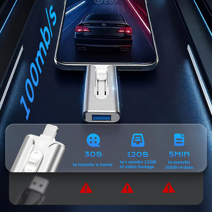 💾 LIMITED-TIME 49% OFF! 📱 4-in-1 Flash Drive for iPhone Android PC – Fast Photo Transfer, Free Up Phone Storage ⚡