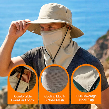 🧢 49% OFF NOW! ☀️ Ventilated Fisherman Hat with Removable Face Shield – 2-in-1 Design, Cooling Ice Silk & Adjustable Fit – 360° Sun Protection 🎣