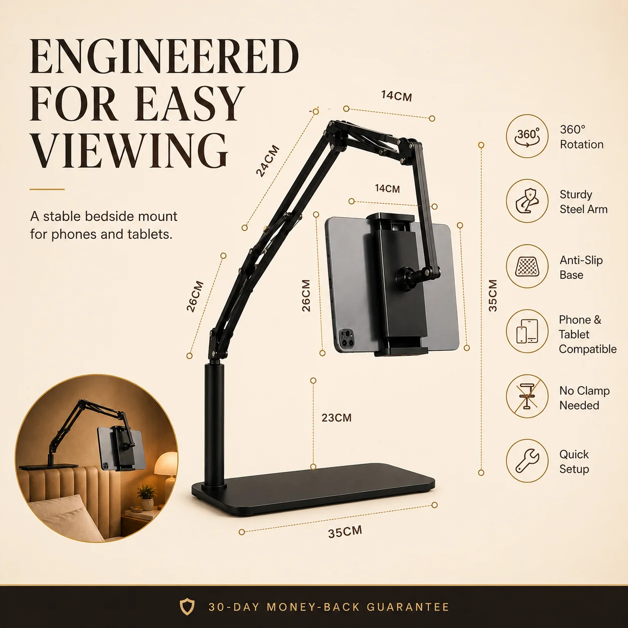 🔖 LIMITED-TIME 49% OFF! ⚡ Hidden Bedside Retractable Phone & Tablet Holder🛏️