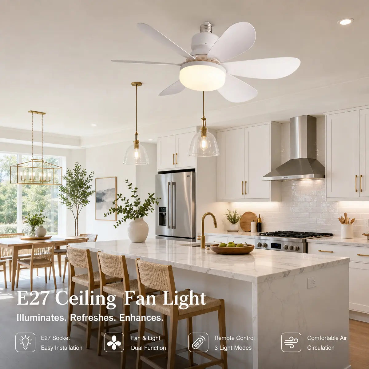 🏆LAST DAY SALE 49% OFF🔥SmartBreez™ LED Ceiling Fan Light – 20.5” Ultra-Quiet with Remote 🎯 | E27 + FREE B22 Adapter 🔌 | For Bedroom 😴, Kitchen 👩‍🍳 & Garage 🛠️ – UK Ready!