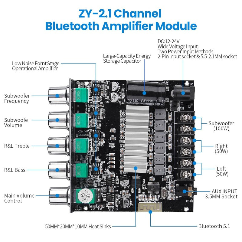 🔥HOT SALE🔥2.1 Channel Bluetooth - compatible Audio Power Amplifier Module🔊 Upgrade Your Audio Experience! 🔊