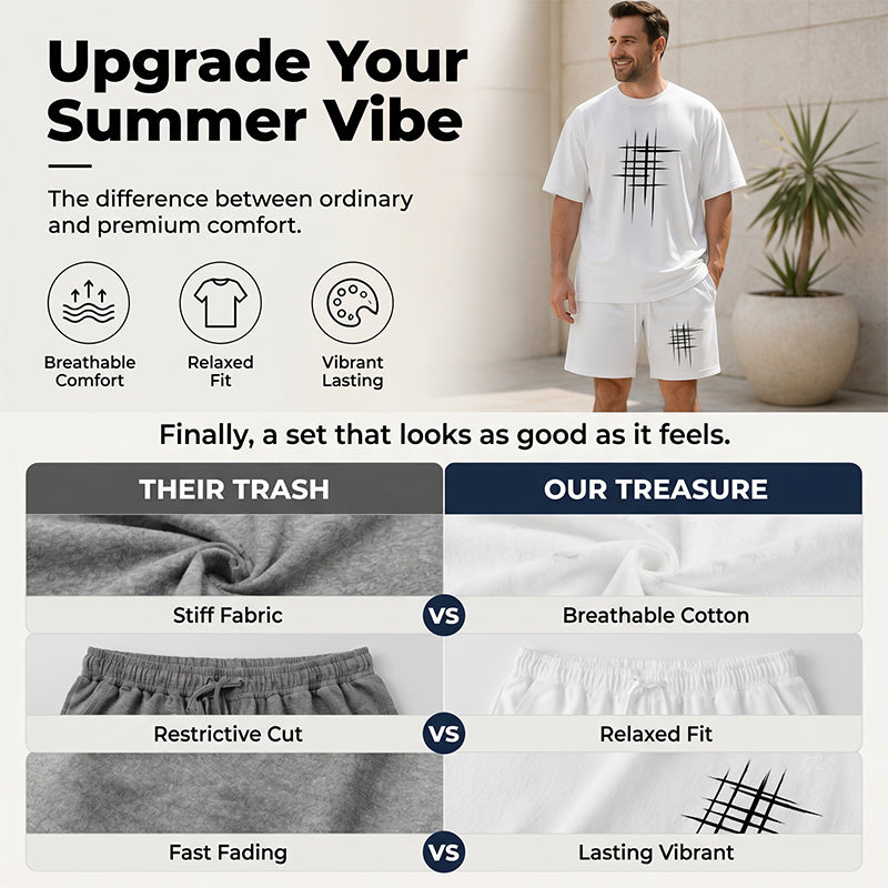 👕Men's Casual Top & Shorts 2-Piece Set – Loose Fit, Breathable & Fade-Resistant Graphic Print 😎👕