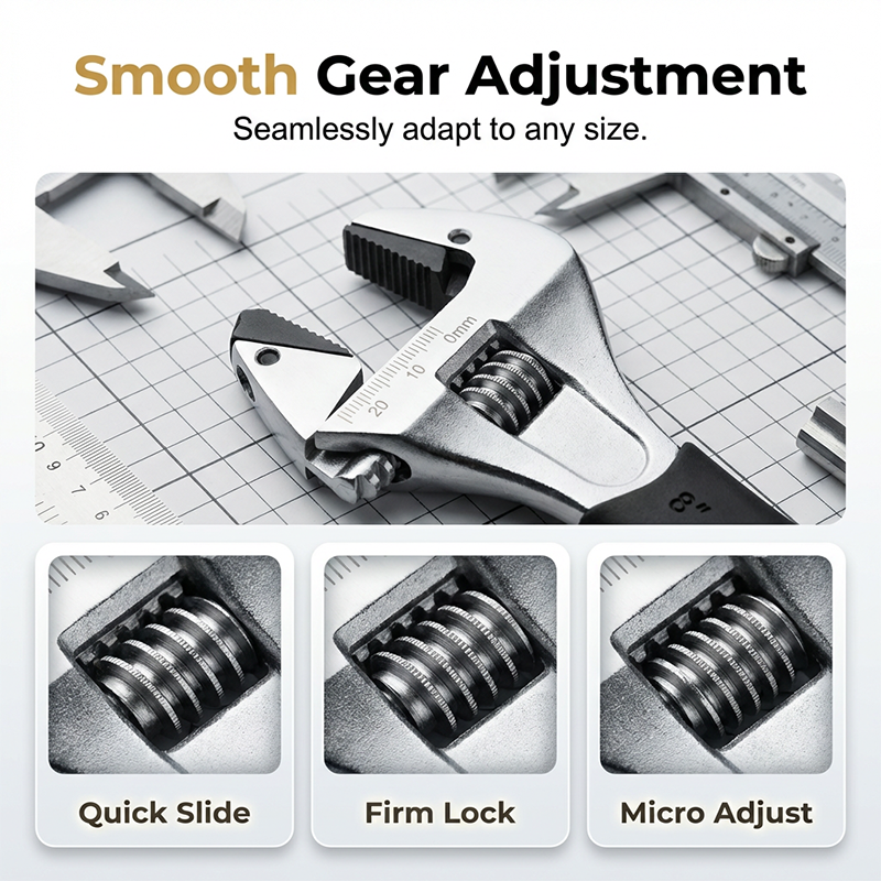 🥳2026 HOT SALE🥳💞50K+ SOLD!💥🔧⚡ 49% OFF! Wide Jaw Ratchet Adjustable Wrench – Self-tightening, high-hardness alloy teeth. Precision scale, ergonomic TPR grip. Sizes 8"/10"/12". A must-have for DIY. 🛠️✨