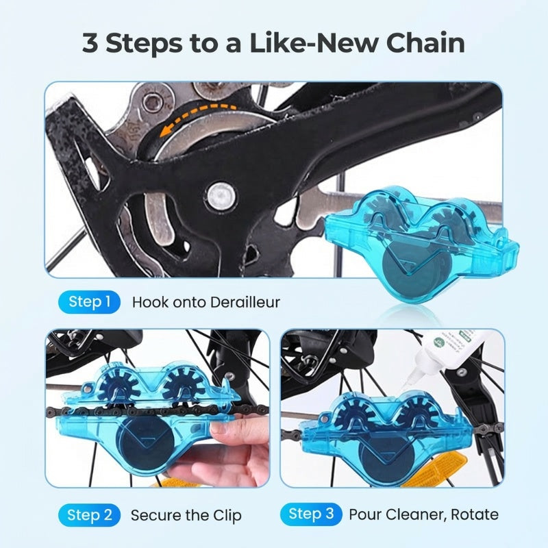 📢📢49% OFF !!!⏰🚴‍♂️ One-brush chain cleaning – no dismantling, no dirty hands! The 360° bicycle chain cleaning marvel: eco-friendly, efficient and effortless. 💧🔧
