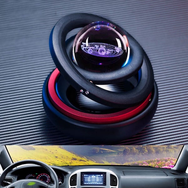 📢📢49% OFF !! ⏰Solar Rotating Double Ring Suspension Car Aromatherapy Ornament