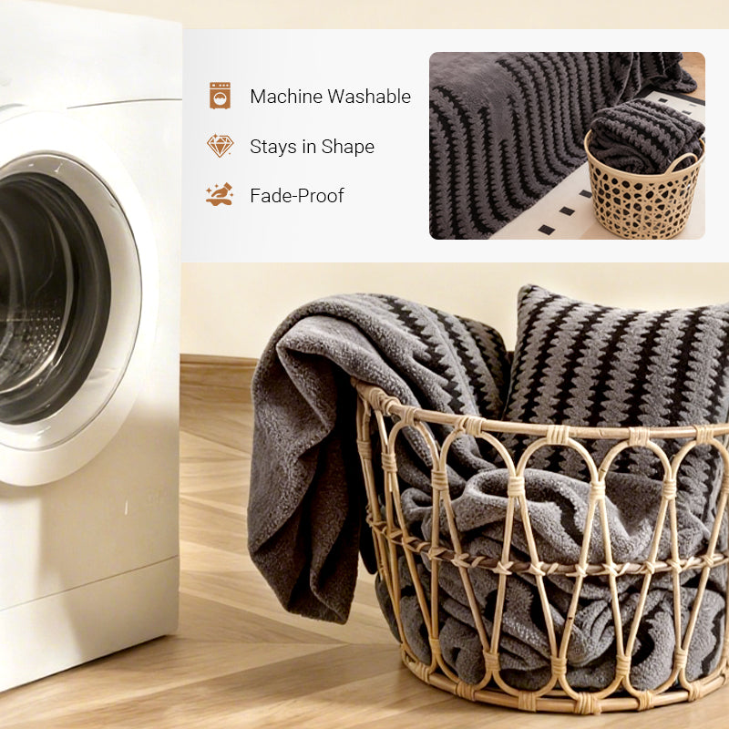 🔥49% OFF!!📢🎁 Soft Plush Non-Slip Couch Cover – Thick Striped Winter-Friendly Sofa Protector 🛋️✨
