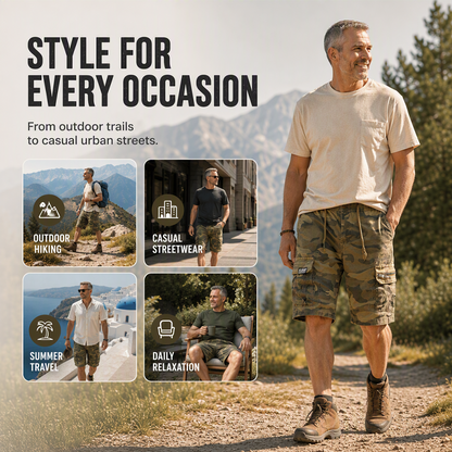 🩳 49% OFF NOW! 🏕️ Men's Casual Elastic Waist Cargo Shorts – Comfortable & practical – 43K+ sold, perfect for outdoor or daily wear 🌿💪✨