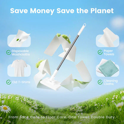 🔥 40% OFF!! ✨🧹🏆#1 Best Seller ⏰💕🌟Flat Mop with Stainless Steel Handle, come with Reusable Washable Mop Cloths