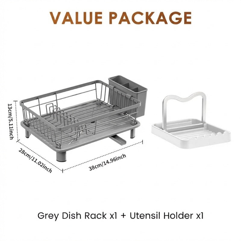 🔥49% OFF🧼🍽️Heavy-Duty 360° Rotating Dish Drainer Rack – Large Capacity, Rust-Resistant & Space-Saving✨