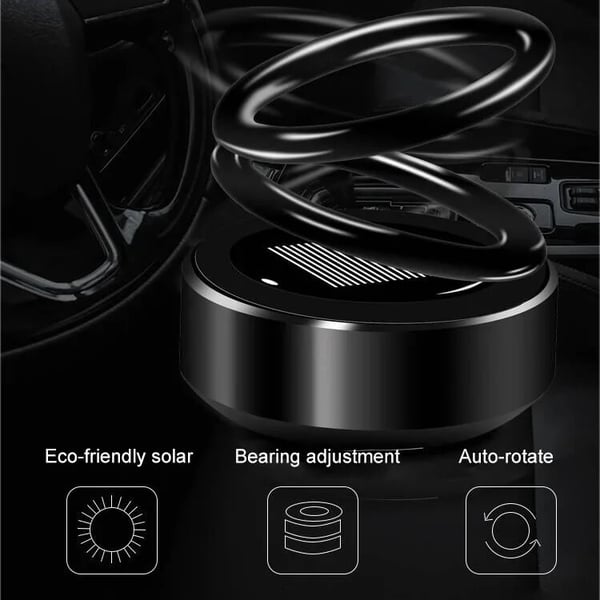 📢📢49% OFF !! ⏰Solar Rotating Double Ring Suspension Car Aromatherapy Ornament