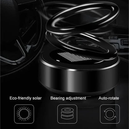 📢📢49% OFF !! ⏰Solar Rotating Double Ring Suspension Car Aromatherapy Ornament