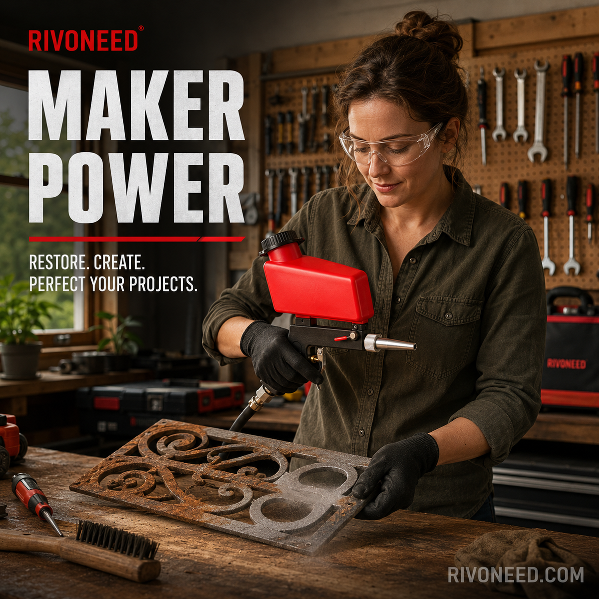 🚀 Portable Pneumatic Sand Blaster Gun – Rust Removal, Polishing & Detailing Tool