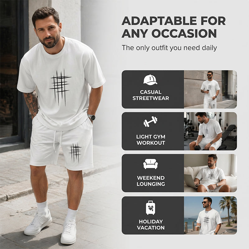👕Men's Casual Top & Shorts 2-Piece Set – Loose Fit, Breathable & Fade-Resistant Graphic Print 😎👕