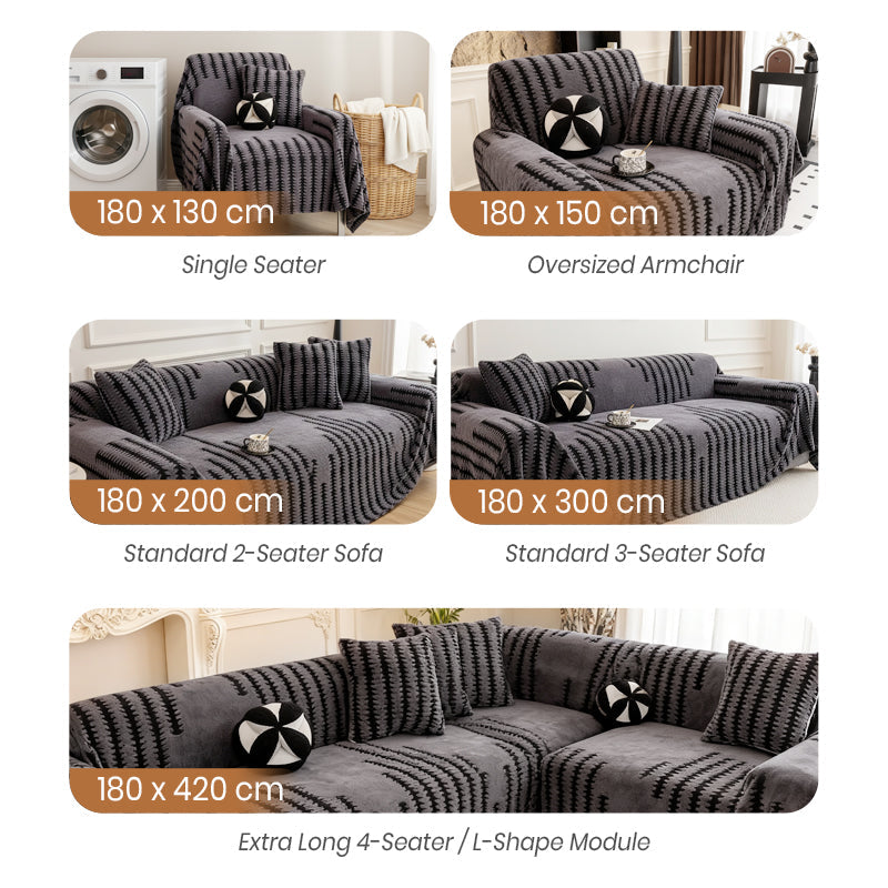 🔥49% OFF!!📢🎁 Soft Plush Non-Slip Couch Cover – Thick Striped Winter-Friendly Sofa Protector 🛋️✨