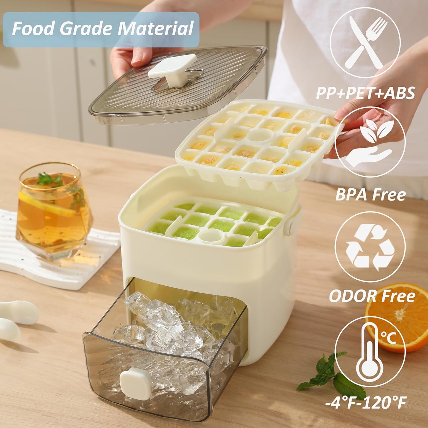 🥳2026 HOT SALE🥳💞50K+ SOLD!💥🥤🧊 49% OFF! Ice Cube Maker with Storage – 48 cubes at once, leak‑proof lid. Stackable, saves space. Includes ice scoop & tong. A summer essential. 🏖️✅