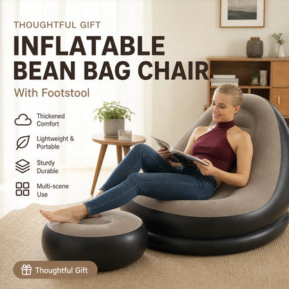 🔥Free Shipping🔥Thickened Inflatable Bean Bag Chair For Adults With Footstool