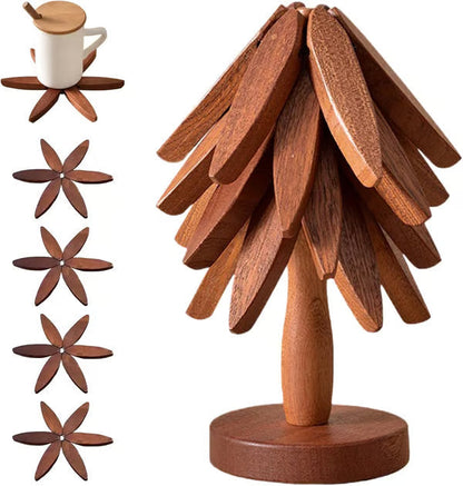 🎄 LIMITED‑TIME 49% OFF! 🔥 Natural Wooden Tree Trivets for Hot Dishes – Festive, Foldable, Durable ✨