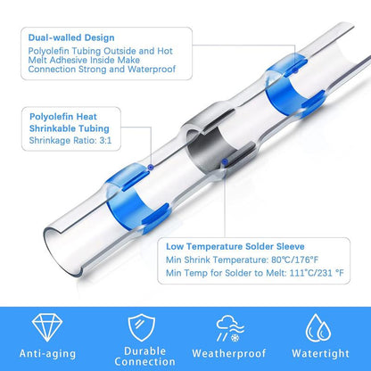 ⏰Haisstronica Solder-Seal Wire Connectors - Waterproof heat-shrink connectors with a self-soldering function