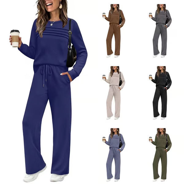 🔥LAST DAY 50% OFF💓Women's Crew Neck Top & Drawstring Pants Set