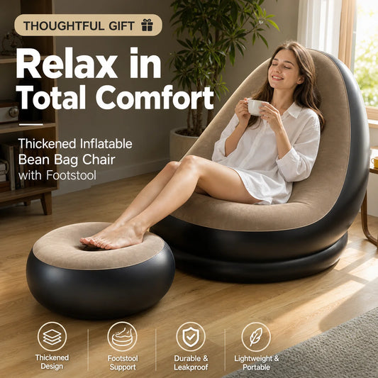 🔥Free Shipping🔥Thickened Inflatable Bean Bag Chair For Adults With Footstool