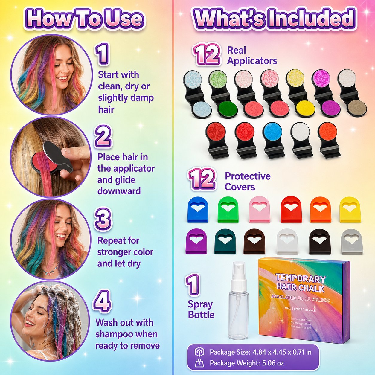 🔥Last Day 49% OFF🌈12-Color Temporary Hair Chalk Applicator Set