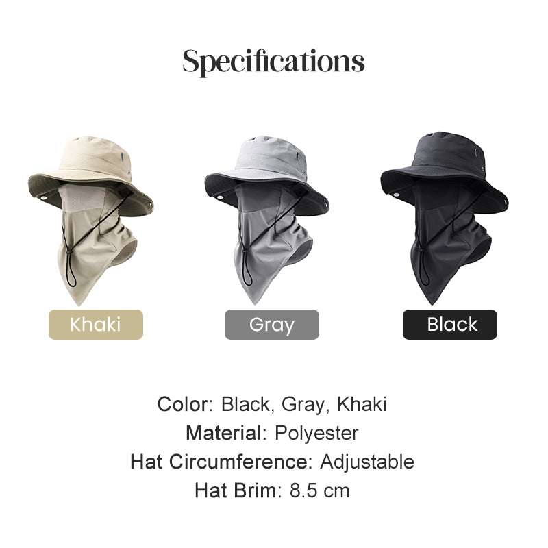 🧢 49% OFF NOW! ☀️ Ventilated Fisherman Hat with Removable Face Shield – 2-in-1 Design, Cooling Ice Silk & Adjustable Fit – 360° Sun Protection 🎣