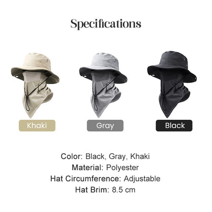 🧢 49% OFF NOW! ☀️ Ventilated Fisherman Hat with Removable Face Shield – 2-in-1 Design, Cooling Ice Silk & Adjustable Fit – 360° Sun Protection 🎣