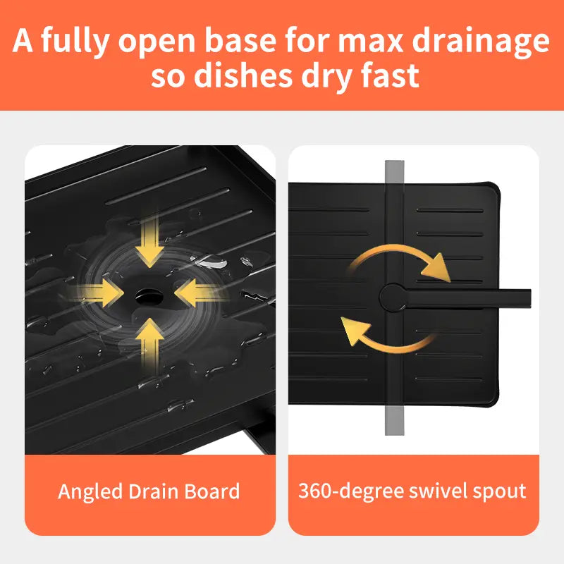 🏆Foldable Over Sink Dish Drying Rack｜Pull-Out 2-Tier Dish Drainer with Utensil Holder｜Space Saving Kitchen Organizer for Small Kitchens