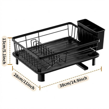 🔥49% OFF🧼🍽️Heavy-Duty 360° Rotating Dish Drainer Rack – Large Capacity, Rust-Resistant & Space-Saving✨