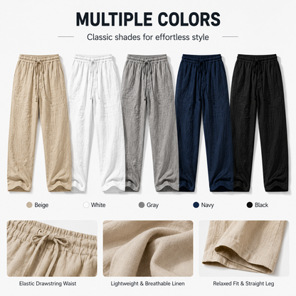 👖 LIMITED-TIME 49% OFF! ✨ Men's Breathable Linen Trousers – Loose Fit, Drawstring Waist, Functional Pockets 🌿