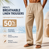 👖 LIMITED-TIME 49% OFF! ✨ Men's Breathable Linen Trousers – Loose Fit, Drawstring Waist, Functional Pockets 🌿