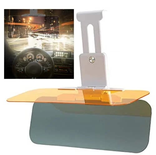 🚗 Day & Night Car Sun Visor Anti‑Glare Shield – Blocks 99.9% UV, Filters Headlight Glare, Universal Fit for Cars Trucks SUVs – Reduces Eye Fatigue, 180° Adjustable (2 Sizes)