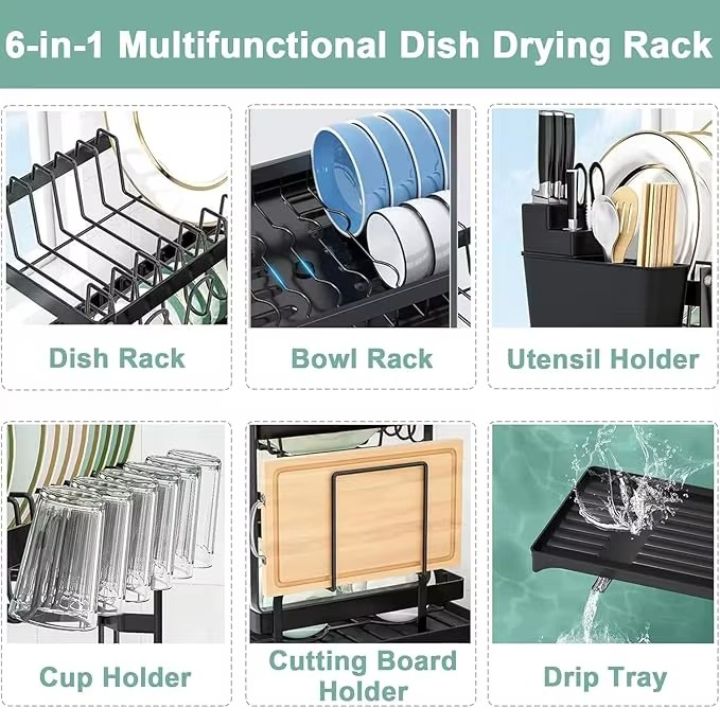 🔥 40% OFF🍽️ Premium 2-Tier Dish Rack – Maximize Drying Space, Sleek Stainless Steel, Stylish Kitchen Upgrade ✨🏠