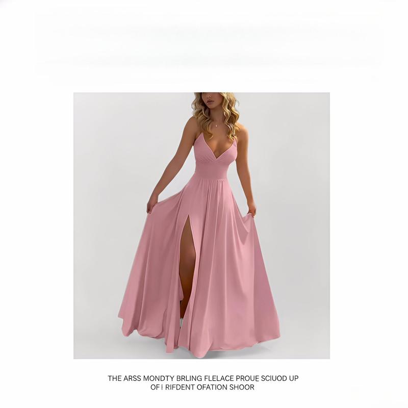 👗V-Neck Spaghetti Strap High Slit Maxi Dress✨