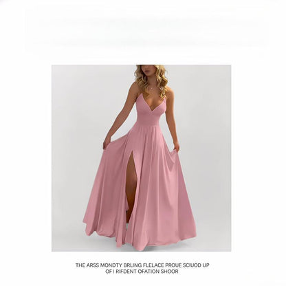 👗V-Neck Spaghetti Strap High Slit Maxi Dress✨