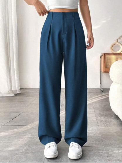 🏆2026 New Style 49% OFF💝Women's High Waisted Straight Leg Work Trousers with Side Pockets -✨Smart & Casual Look for Office and Beyond