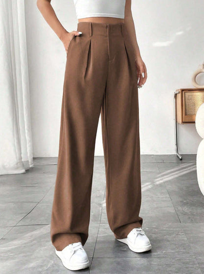 🏆2026 New Style 49% OFF💝Women's High Waisted Straight Leg Work Trousers with Side Pockets -✨Smart & Casual Look for Office and Beyond