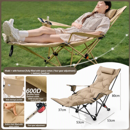 🥳2026 BESTSELLER🥾 Adjustable Folding Chair – 3/4 Recline Positions, Leg Rest – Reinforced Carbon Steel, 300 lbs – 600D Oxford – Folds for Camping & Beach! 🛡️💨