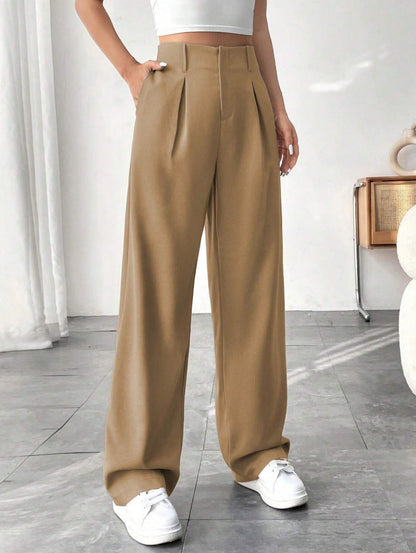 🏆2026 New Style 49% OFF💝Women's High Waisted Straight Leg Work Trousers with Side Pockets -✨Smart & Casual Look for Office and Beyond
