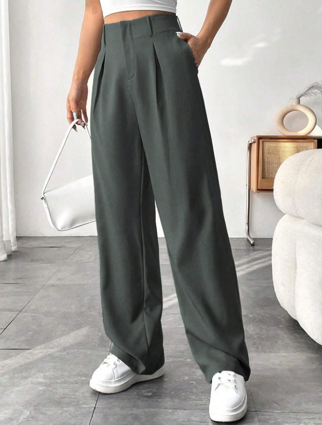 🏆2026 New Style 49% OFF💝Women's High Waisted Straight Leg Work Trousers with Side Pockets -✨Smart & Casual Look for Office and Beyond