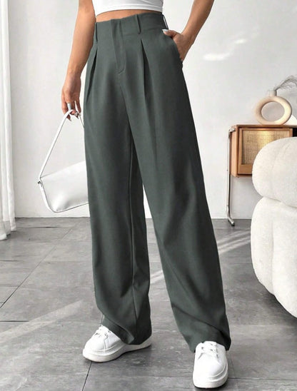 🏆2026 New Style 49% OFF💝Women's High Waisted Straight Leg Work Trousers with Side Pockets -✨Smart & Casual Look for Office and Beyond